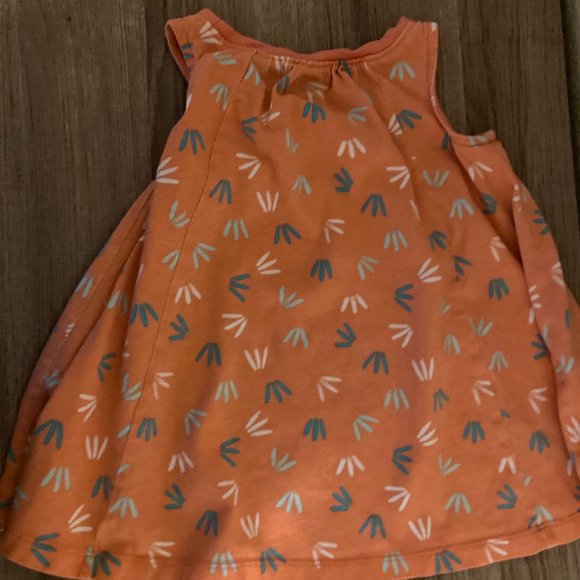 Tea Collection Light Orange Coral Geometric Print Cotton Sun Dress 9-12 Months - Picture 2 of 3